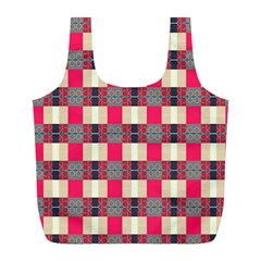 Background Texture Plaid Red Full Print Recycle Bag (l)