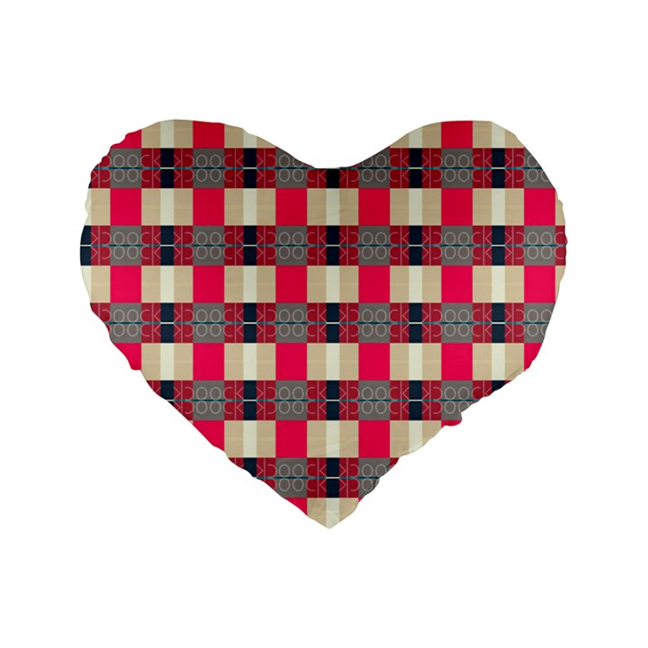 Background Texture Plaid Red Standard 16  Premium Flano Heart Shape Cushions