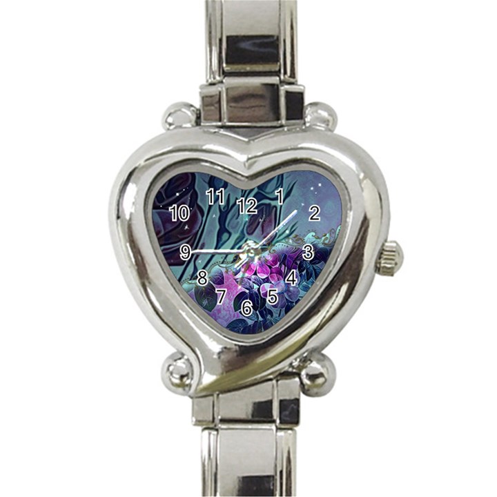 Decorative Floral Design Heart Italian Charm Watch