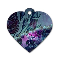 Decorative Floral Design Dog Tag Heart (one Side) by FantasyWorld7