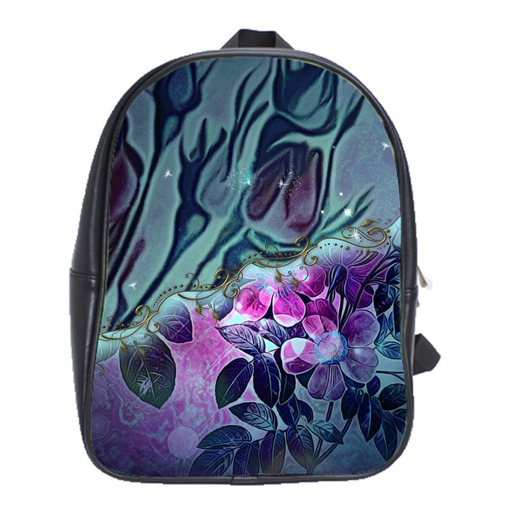 Decorative Floral Design School Bag (XL)