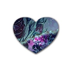 Decorative Floral Design Heart Coaster (4 Pack)  by FantasyWorld7