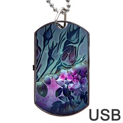 Decorative Floral Design Dog Tag Usb Flash (two Sides) by FantasyWorld7