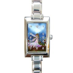 Little Fairy In The Night Rectangle Italian Charm Watch by FantasyWorld7