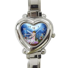 Little Fairy In The Night Heart Italian Charm Watch by FantasyWorld7