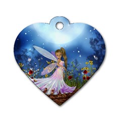 Little Fairy In The Night Dog Tag Heart (one Side) by FantasyWorld7