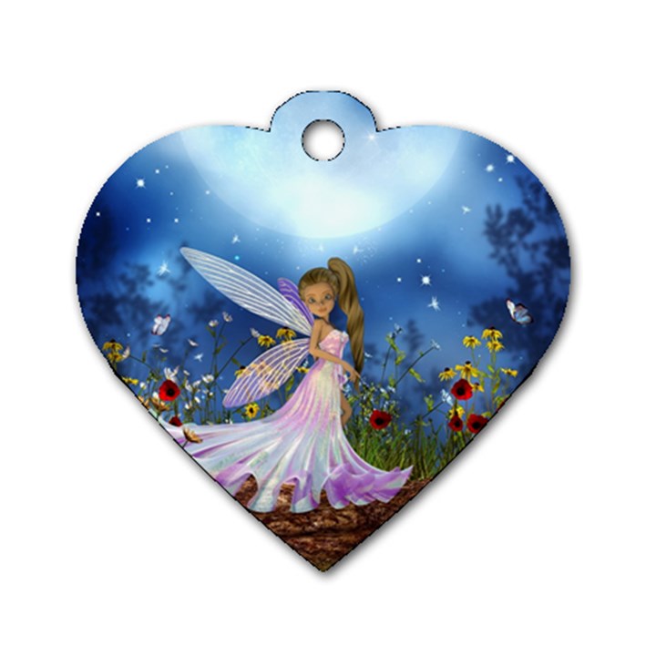 Little Fairy In The Night Dog Tag Heart (One Side)