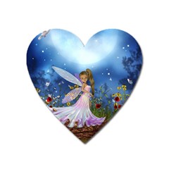 Little Fairy In The Night Heart Magnet by FantasyWorld7