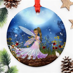 Little Fairy In The Night Round Ornament (two Sides) by FantasyWorld7