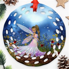 Little Fairy In The Night Ornament (round Filigree) by FantasyWorld7