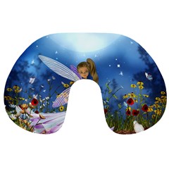 Little Fairy In The Night Travel Neck Pillow by FantasyWorld7