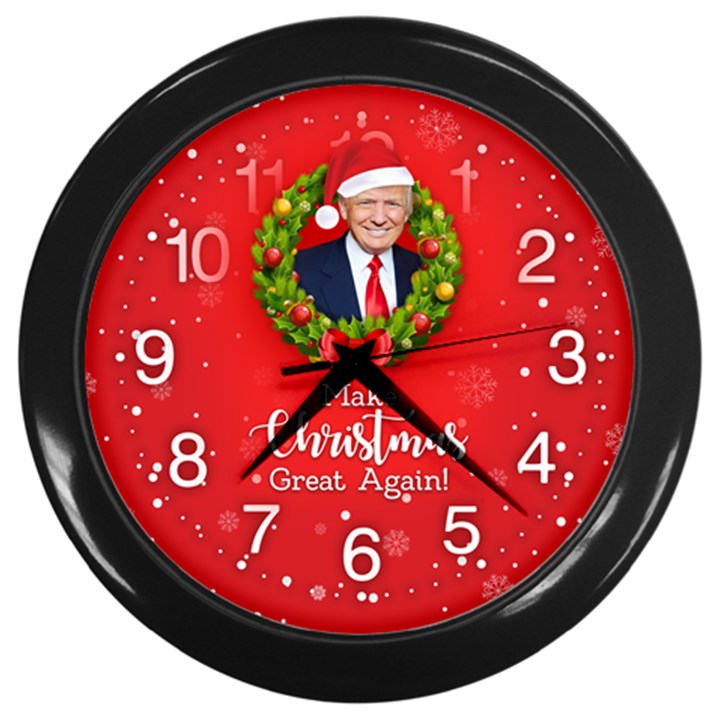 Trump Wraith Make Christmas Background 10k Trump Wraith Make Christmas Clock Trump Wrait Pattern13k Red Only Wall Clock (Black)