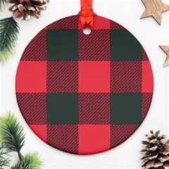 Canadian Lumberjack Red And Black Plaid Canada Ornament (round) by snek