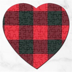 Canadian Lumberjack Red And Black Plaid Canada Jigsaw Puzzle (heart) by snek