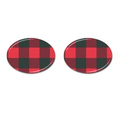 Canadian Lumberjack Red And Black Plaid Canada Cufflinks (oval) by snek