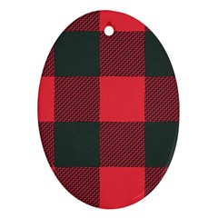 Canadian Lumberjack Red And Black Plaid Canada Oval Ornament (two Sides) by snek