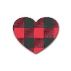 Canadian Lumberjack Red And Black Plaid Canada Rubber Coaster (heart)  by snek