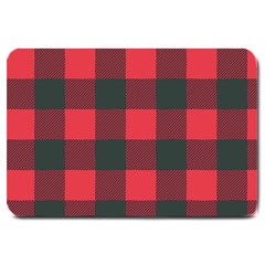 Canadian Lumberjack Red And Black Plaid Canada Large Doormat  by snek