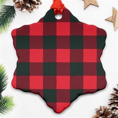 Canadian Lumberjack Red And Black Plaid Canada Ornament (snowflake) by snek