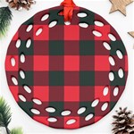 Canadian Lumberjack red and black plaid Canada Round Filigree Ornament (Two Sides) Back