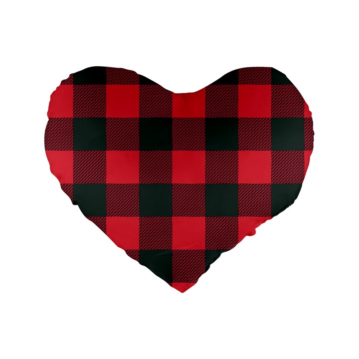 Canadian Lumberjack red and black plaid Canada Standard 16  Premium Flano Heart Shape Cushions