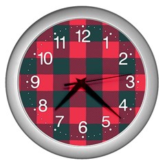 Canadian Lumberjack Red And Black Plaid Canada Wall Clock (silver) by snek