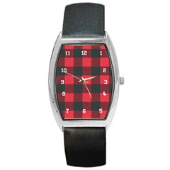 Canadian Lumberjack Red And Black Plaid Canada Barrel Style Metal Watch by snek