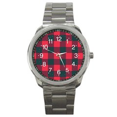 Canadian Lumberjack Red And Black Plaid Canada Sport Metal Watch by snek