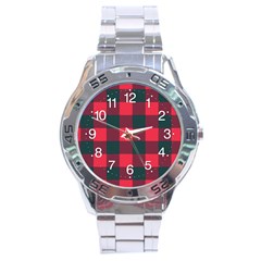 Canadian Lumberjack Red And Black Plaid Canada Stainless Steel Analogue Watch by snek