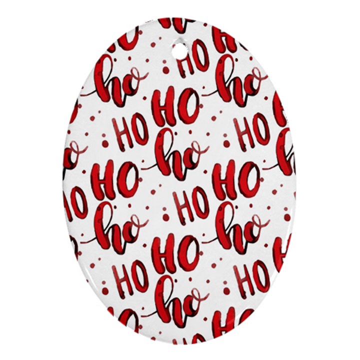 Christmas Watercolor hohoho red handdrawn holiday organic and naive pattern Ornament (Oval)