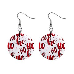 Christmas Watercolor Hohoho Red Handdrawn Holiday Organic And Naive Pattern Mini Button Earrings by genx