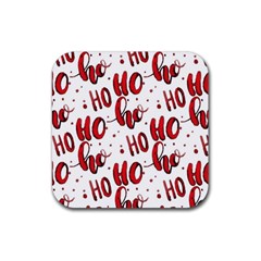 Christmas Watercolor Hohoho Red Handdrawn Holiday Organic And Naive Pattern Rubber Coaster (square)  by genx