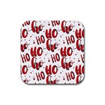 Christmas Watercolor hohoho red handdrawn holiday organic and naive pattern Rubber Coaster (Square)  Front