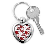 Christmas Watercolor hohoho red handdrawn holiday organic and naive pattern Key Chain (Heart) Front