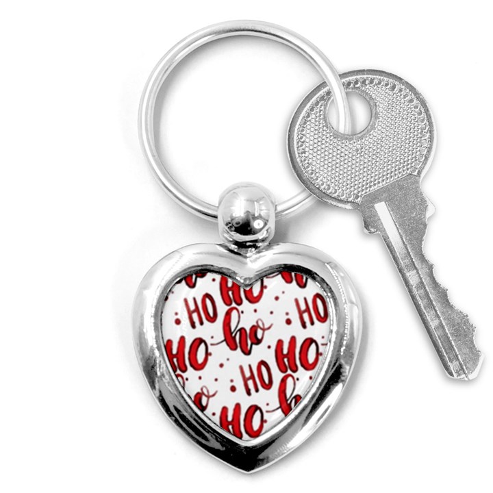 Christmas Watercolor hohoho red handdrawn holiday organic and naive pattern Key Chain (Heart)