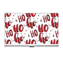 Christmas Watercolor Hohoho Red Handdrawn Holiday Organic And Naive Pattern Business Card Holder by genx