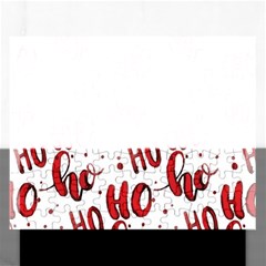 Christmas Watercolor Hohoho Red Handdrawn Holiday Organic And Naive Pattern Rectangular Jigsaw Puzzl by genx