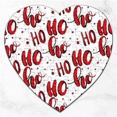 Christmas Watercolor Hohoho Red Handdrawn Holiday Organic And Naive Pattern Jigsaw Puzzle (heart) by genx