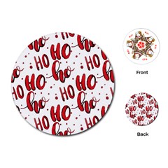 Christmas Watercolor Hohoho Red Handdrawn Holiday Organic And Naive Pattern Playing Cards Single Design (round) by genx