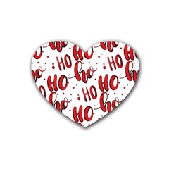 Christmas Watercolor Hohoho Red Handdrawn Holiday Organic And Naive Pattern Heart Coaster (4 Pack)  by genx