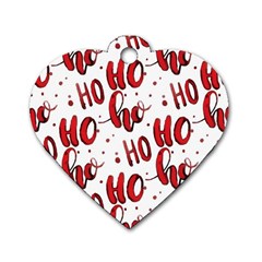 Christmas Watercolor Hohoho Red Handdrawn Holiday Organic And Naive Pattern Dog Tag Heart (two Sides) by genx