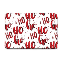 Christmas Watercolor Hohoho Red Handdrawn Holiday Organic And Naive Pattern Small Doormat  by genx