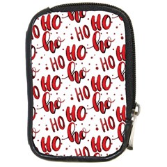 Christmas Watercolor Hohoho Red Handdrawn Holiday Organic And Naive Pattern Compact Camera Leather Case by genx