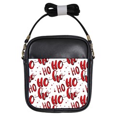 Christmas Watercolor Hohoho Red Handdrawn Holiday Organic And Naive Pattern Girls Sling Bag by genx