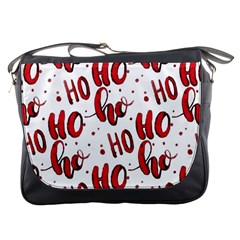 Christmas Watercolor Hohoho Red Handdrawn Holiday Organic And Naive Pattern Messenger Bag by genx