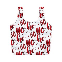 Christmas Watercolor Hohoho Red Handdrawn Holiday Organic And Naive Pattern Full Print Recycle Bag (m) by genx