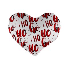 Christmas Watercolor Hohoho Red Handdrawn Holiday Organic And Naive Pattern Standard 16  Premium Flano Heart Shape Cushions by genx