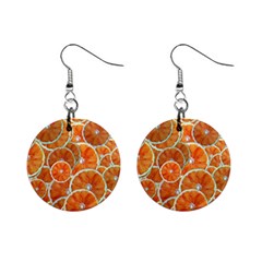 Oranges Background Texture Pattern Mini Button Earrings by HermanTelo