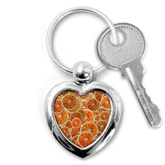 Oranges Background Texture Pattern Key Chain (heart) by HermanTelo