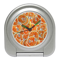 Oranges Background Texture Pattern Travel Alarm Clock by HermanTelo